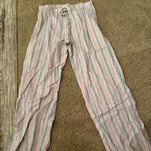 Gap pajama pants with pink and gray stripes